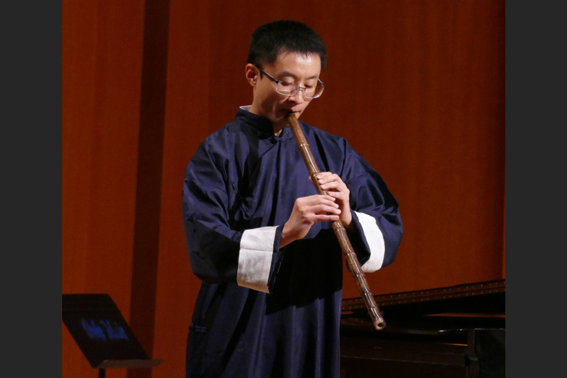 Student playing the flute