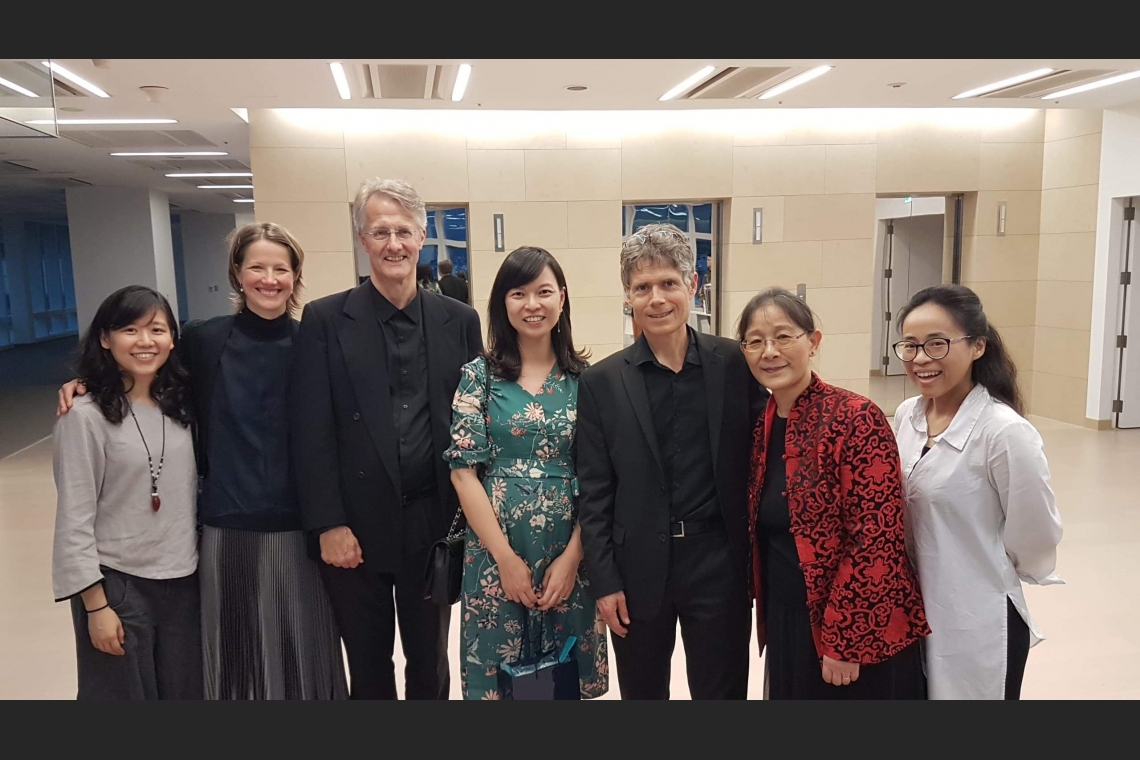 The Ciompi Quartet with alumni Janet Chen (Ph.D. composition, 2012) and Chia Lin Huang (Trinity 2004)